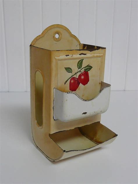 old metal match box red and white with girl|Vintage Metal Matchbox Holder .